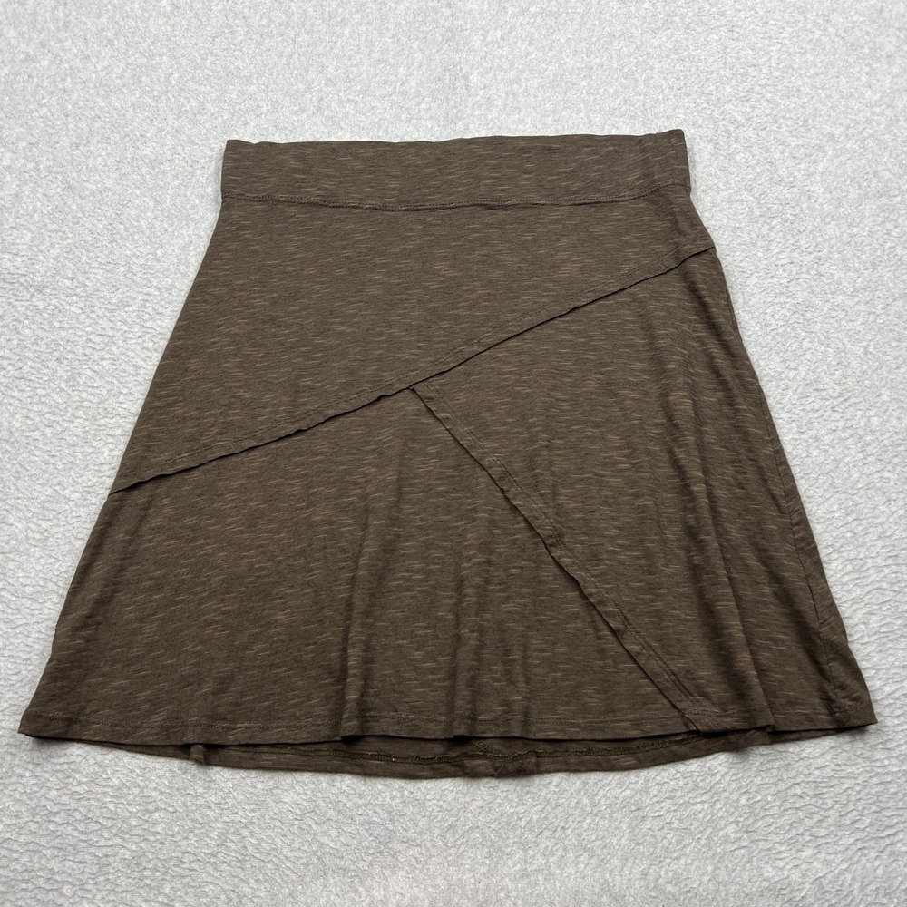 Toad&Co Oblique Skirt Womens Medium Brown Heathered Asymmetrical A-Line Stretch